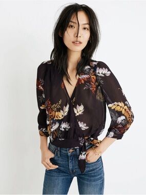 NWOT Madewell Wrap Blouse in Blooming Oasis Floral – XXS
